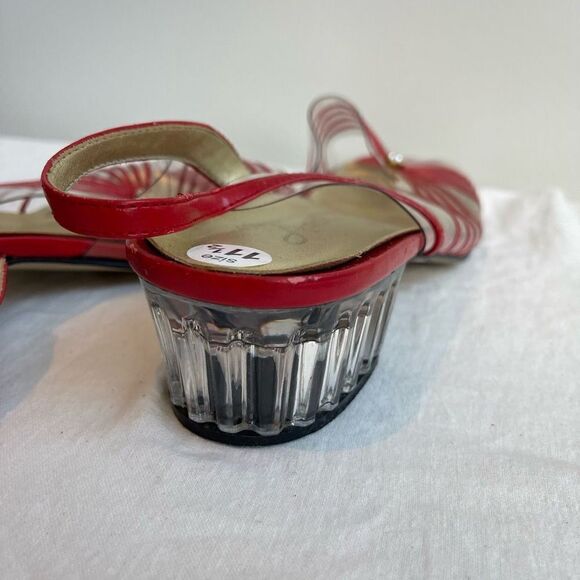 Vintage Red 1970’s Strappy Clear Plastic Sandals Shoes - 11.5 - Picture 5 of 6